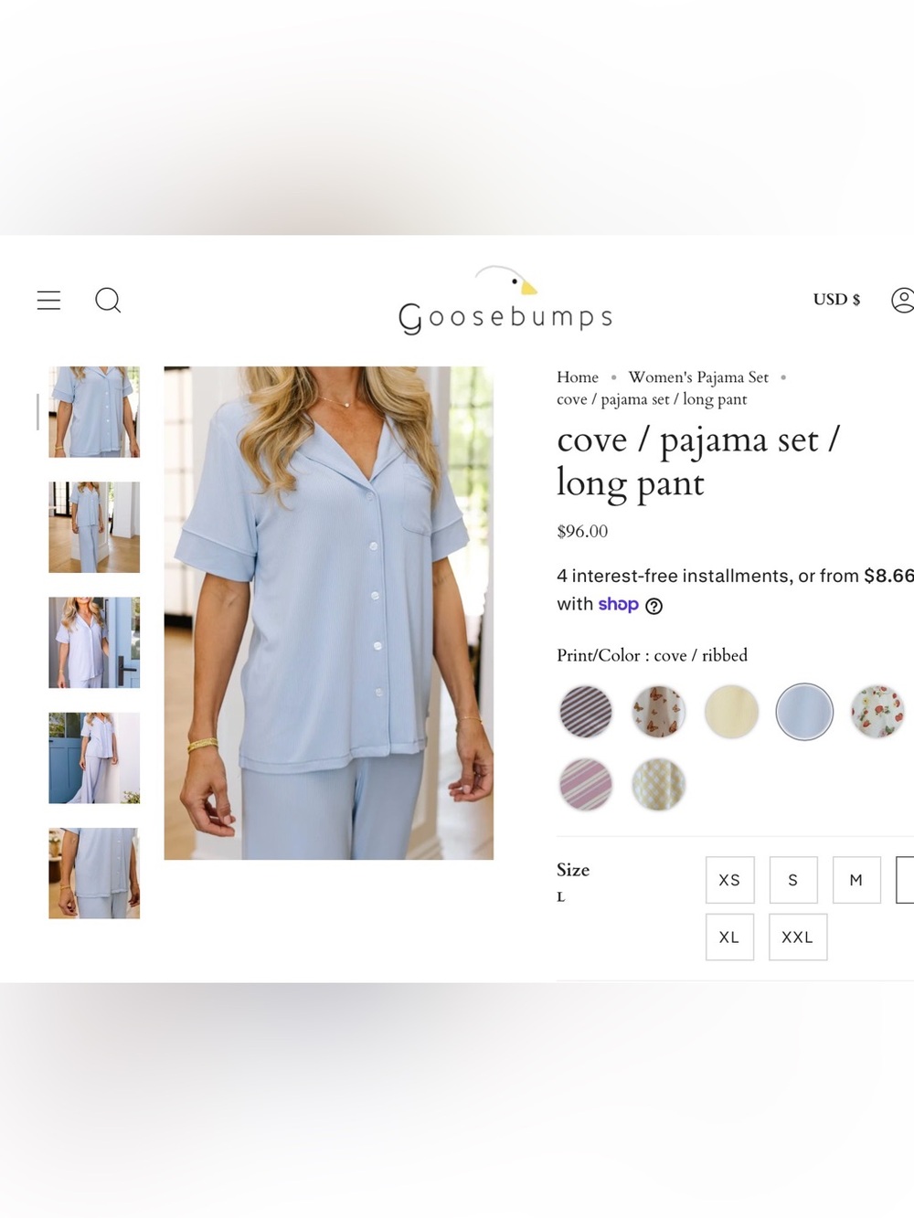 Cove Short-Sleeve Pajama Set in Light Blue by Goosebumps